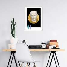 Quadro Abstrato Marble Head M 60x43 Caixa Branco