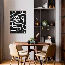 Quadro Abstrato White Brush Strokes 86x60 Filete Marrom