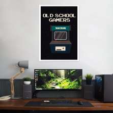 Quadro Arcade Old School Gamer 43x30 Caixa Branco