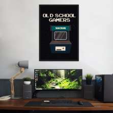 Quadro Arcade Old School Gamer 60x43 Caixa Preto
