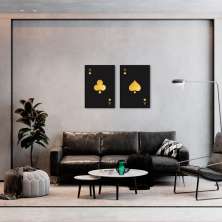Quadro As Paus e Espada Gold 122x86 2-86x60 Filete Preto