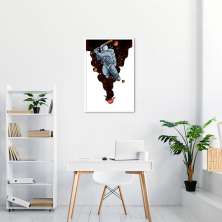 Quadro Astronauta Baseball 100x70 Caixa Branco