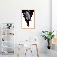 Quadro Astronauta Baseball 100x70 Caixa Marfim