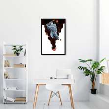 Quadro Astronauta Baseball 100x70 Caixa Preto