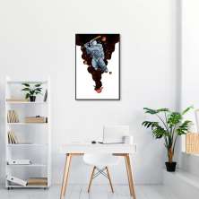Quadro Astronauta Baseball 100x70 Filete Preto