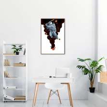 Quadro Astronauta Baseball 86x60 Filete Marrom