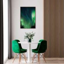 Quadro Aurora Boreal Finlândia 60x43 Filete Marrom
