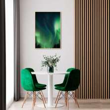 Quadro Aurora Boreal Finlândia 86x60 Filete Marfim