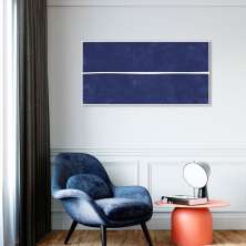 Quadro Azul Linha Minimalista 100x50 Filete Branco