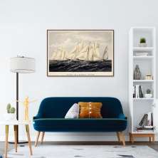 Quadro Barcos em Navegação 100x70 Filete Marrom