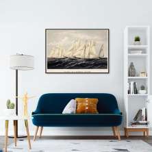Quadro Barcos em Navegação 43x30 Filete Preto