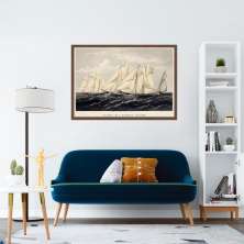 Quadro Barcos em Navegação 60x43 Caixa Marrom