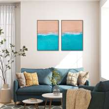Quadro Beira Mar 122x86 2-86x60 Filete Marrom