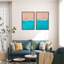 Quadro Beira Mar 88x60 2-60x43 Caixa Marrom