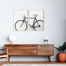 Quadro Bicicleta Vintage 122x86 2-86x60 Filete Marfim