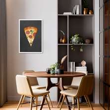 Quadro Black Chalk Fatia de Pizza 100x70 Caixa Branco
