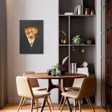 Quadro Black Chalk Fatia de Pizza 43x30 Filete Marrom