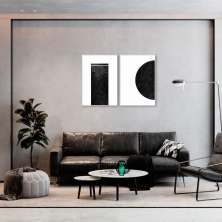 Quadro Black Minimalist 122x86 2-86x60 Filete Branco