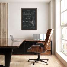 Quadro BluePrint Avião 43x30 Caixa Marrom Preto