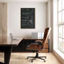 Quadro BluePrint Avião 43x30 Filete Marfim Preto