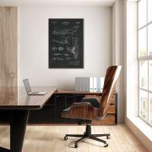 Quadro BluePrint Avião 86x60 Filete Marrom Preto