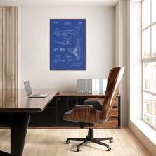 Quadro BluePrint Avião Azul 43x30 Filete Marrom Azul