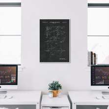Quadro BluePrint Avião de Caça 100x70 Filete Branco Preto