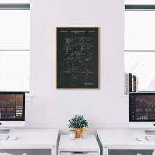 Quadro BluePrint Avião de Caça 100x70 Filete Marfim Preto