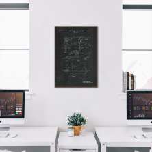 Quadro BluePrint Avião de Caça 43x30 Filete Marrom Preto