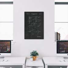 Quadro BluePrint Avião de Caça 86x60 Filete Preto Preto