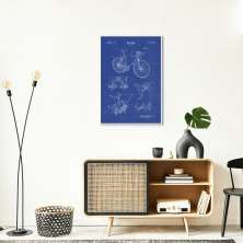 Quadro BluePrint Bicicleta Azul 60x43 Filete Branco Azul