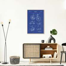 Quadro BluePrint Bicicleta Azul 86x60 Filete Marfim Azul