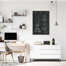 Quadro BluePrint Bola de Basquete 43x30 Filete Marrom Preto