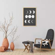 Quadro Boho Chalk Moon Phases 100x70 Caixa Marfim
