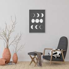 Quadro Boho Chalk Moon Phases 100x70 Filete Branco