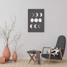 Quadro Boho Chalk Moon Phases 60x43 Caixa Marrom