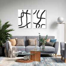 Quadro Boho Linhas Abstratas 142x100 2-100x70 Caixa Branco