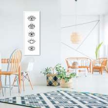 Quadro Boho Olhos Místicos 120x43 Caixa Branco Branco