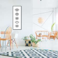 Quadro Boho Olhos Místicos 120x43 Filete Preto Branco