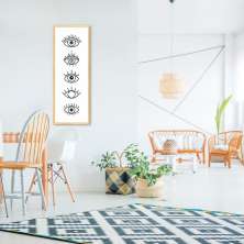 Quadro Boho Olhos Místicos 86x30 Caixa Marfim Branco