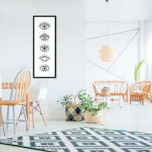 Quadro Boho Olhos Misticos 5 60x21 Caixa Preto Branco