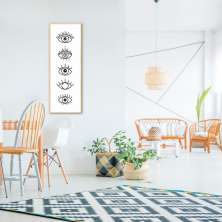 Quadro Boho Olhos Misticos 5 60x21 Filete Marfim Branco