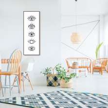 Quadro Boho Olhos Misticos 5 60x21 Filete Marrom Branco
