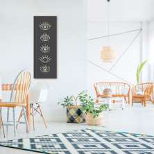 Quadro Boho Olhos Misticos 5 60x21 Filete Marrom Preto