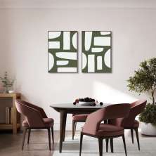 Quadro Boho Orgânico Verde 122x86 2-86x60 Filete Marrom