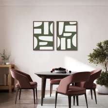 Quadro Boho Orgânico Verde 142x100 2-100x70 Caixa Marrom
