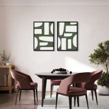 Quadro Boho Orgânico Verde 62x43 2-43x30 Caixa Marrom