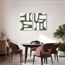 Quadro Boho Orgânico Verde 88x60 2-60x43 Filete Branco