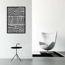 Quadro Boho Zebrado 86x60 Caixa Preto