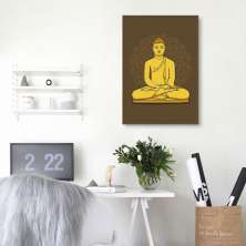 Quadro Buda Meditando 100x70 Filete Marrom